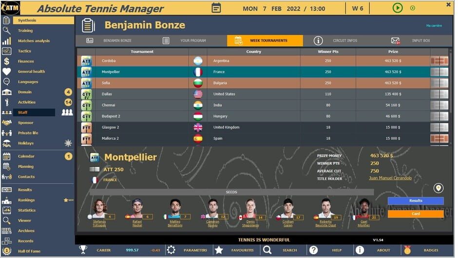 Absolute Tennis Manager Screenshot