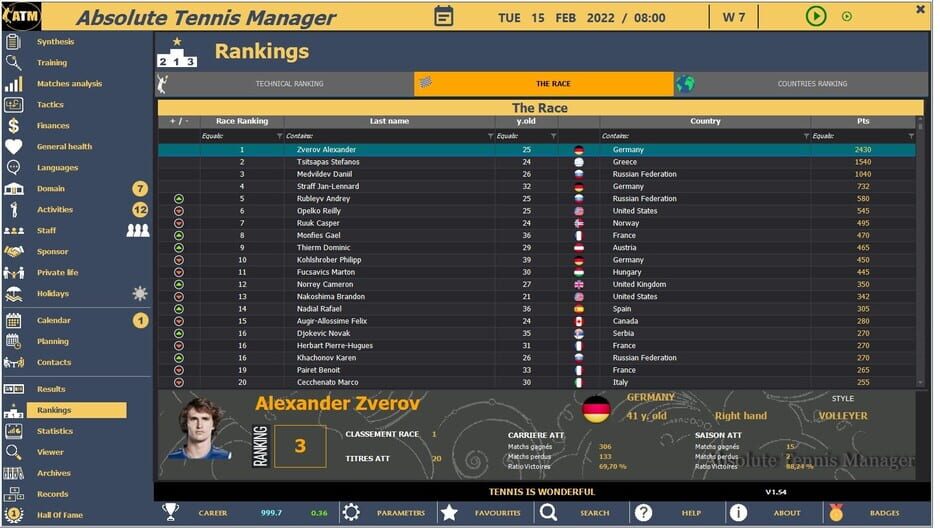 Absolute Tennis Manager Screenshot