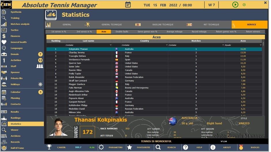 Absolute Tennis Manager Screenshot
