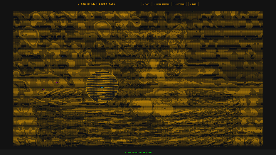 100 Hidden ASCII Cats Screenshot