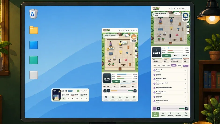 Кадър от MyBiz: Pomodoro Desk Tycoon