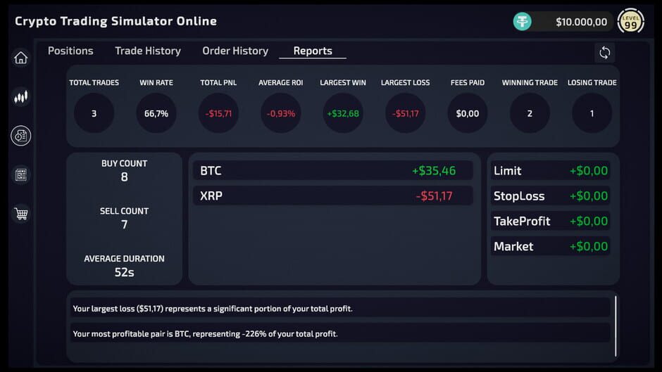 Screenshots Crypto Trading Simulator