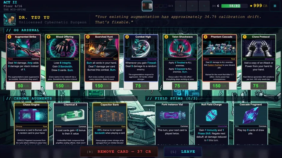 Кадър от CyberDeck: The Cyberpunk Roguelike Deckbuilder