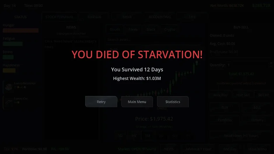 Кадър от Neo Capitalist: Stock Market Survival Simulator