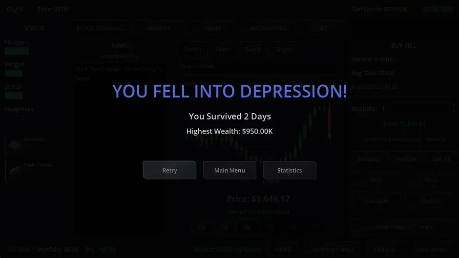 Кадър от Neo Capitalist: Stock Market Survival Simulator