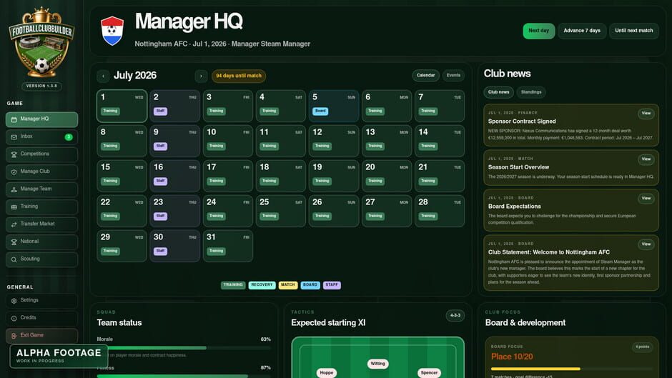 สกรีนช็อตจาก Football Club Builder (รูปที่ 5)