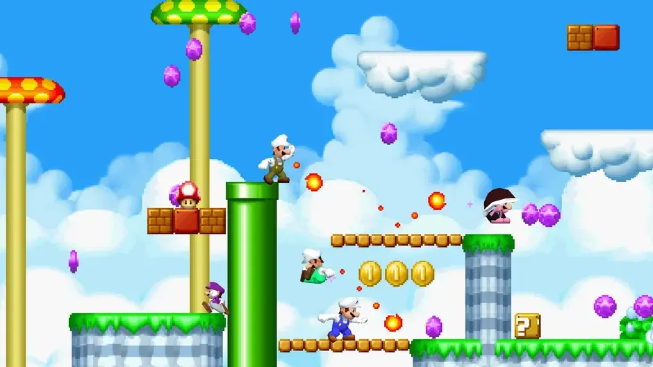 Кадър от NSMB: Mario vs. Luigi Online