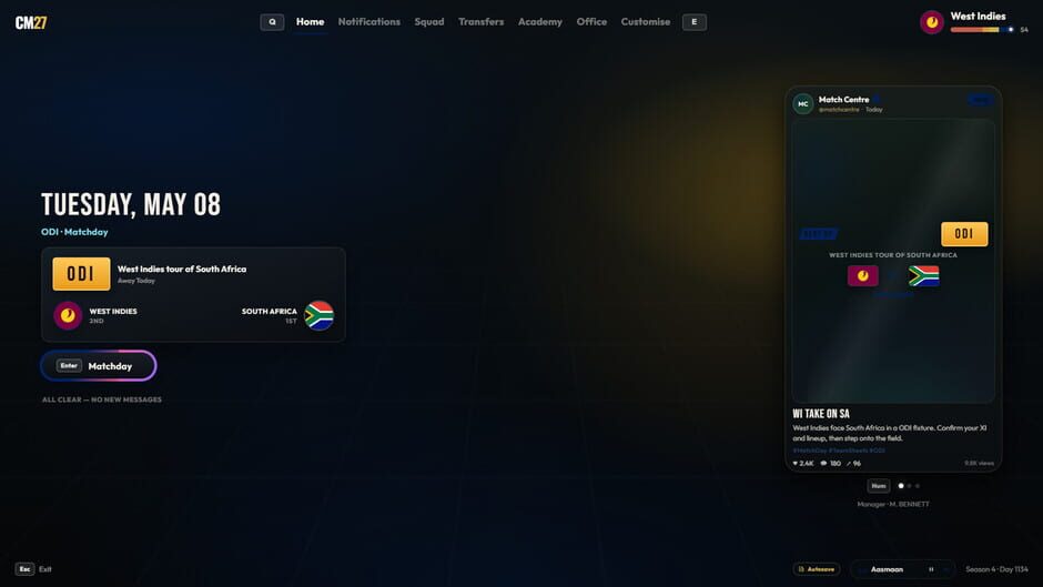 สกรีนช็อตจาก Cricket Manager 27 (รูปที่ 5)