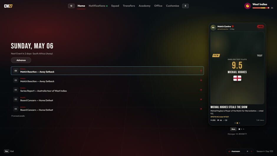 สกรีนช็อตจาก Cricket Manager 27 (รูปที่ 7)