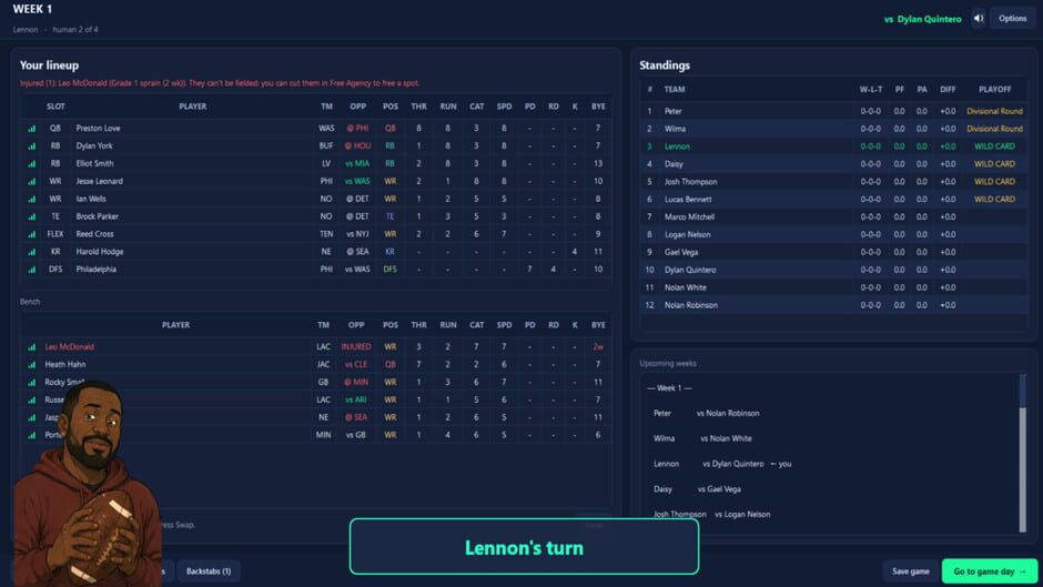 สกรีนช็อตจาก ReDraft: The Fantasy Football Simulator (รูปที่ 3)