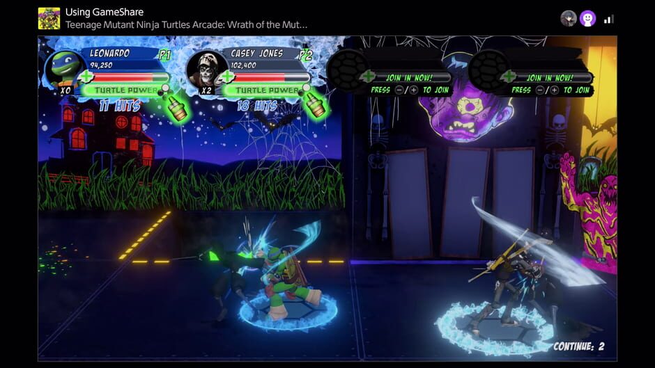 สกรีนช็อตจาก Teenage Mutant Ninja Turtles Arcade: Wrath of The Mutants - Ninja Edition (รูปที่ 2)