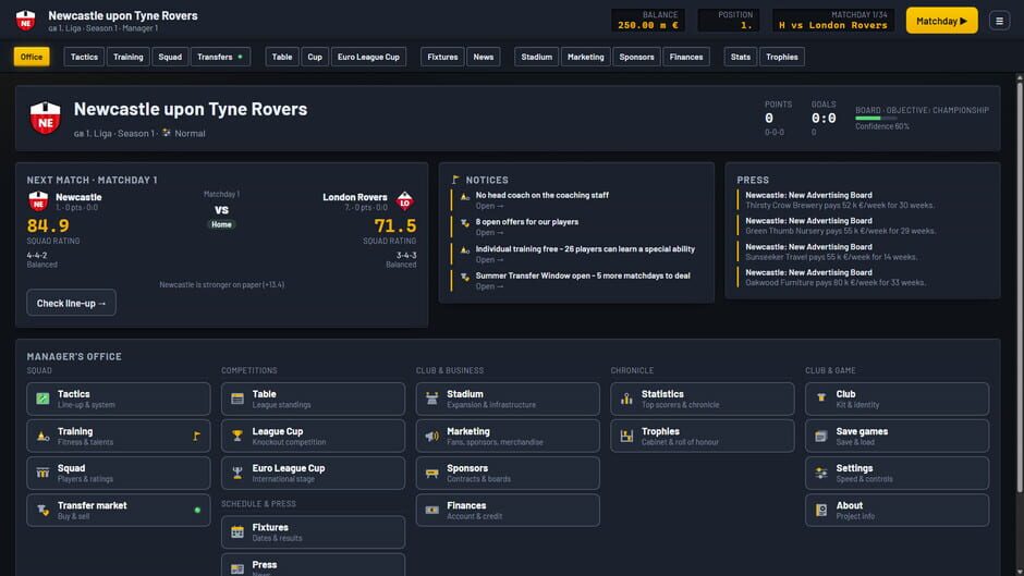 Screenshots Halftime Manager