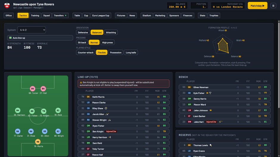 Screenshots Halftime Manager