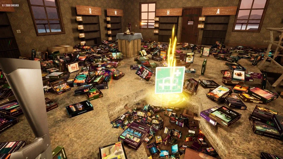 Кадър от Game Shelver 99: I must organize my Steam Library and defend it against pirates with a shotgun