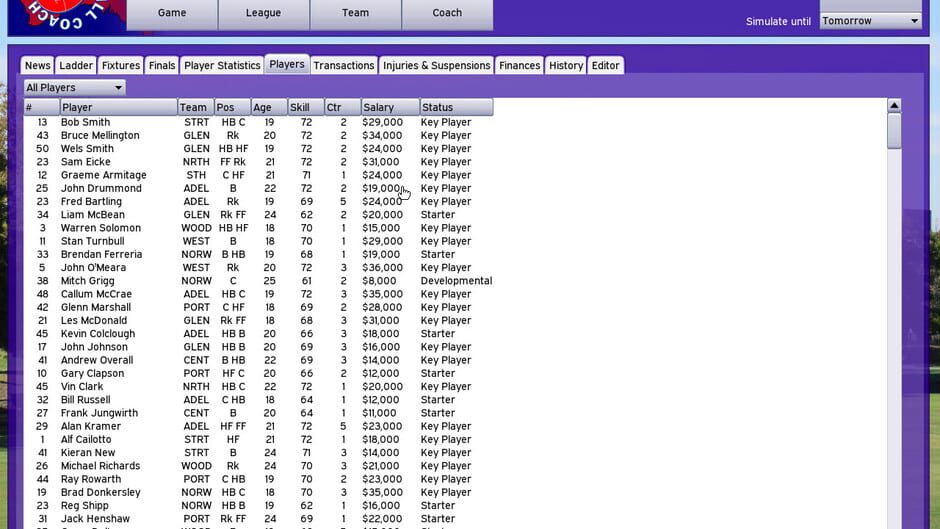 Australian Football Coach 2019 Screenshot
