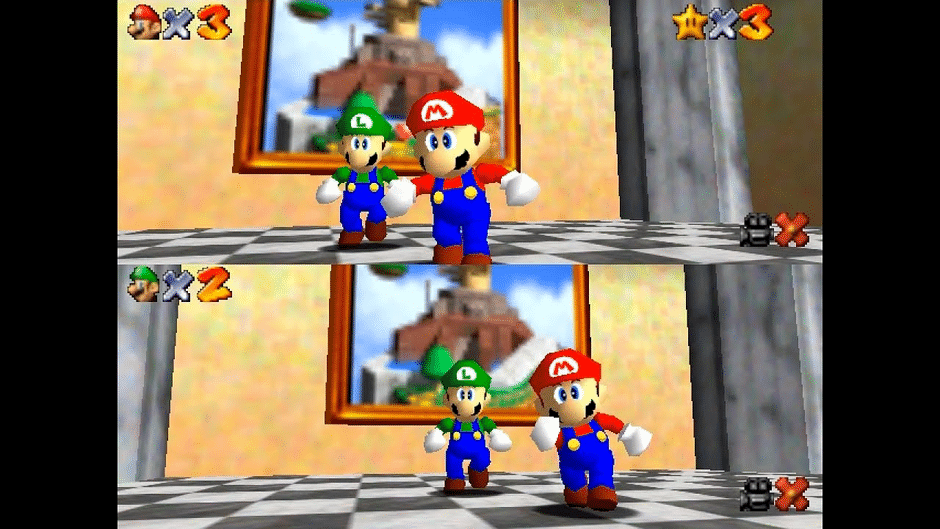 Super Mario 64 Splitscreen Multiplayer Screenshot