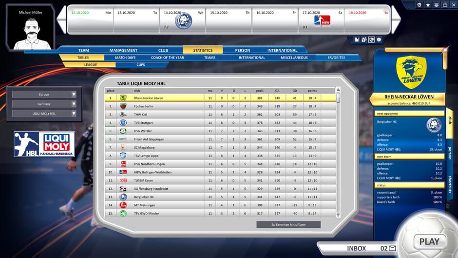 Handball Manager 2021 Screenshot
