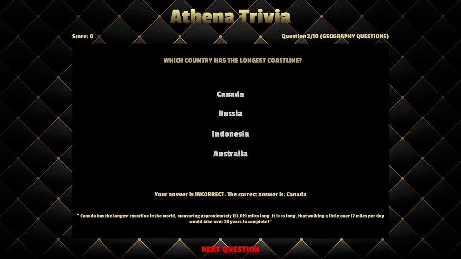 Athena Trivia screenshot