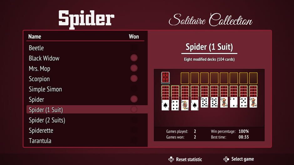 Spider Solitaire Collection Screenshot