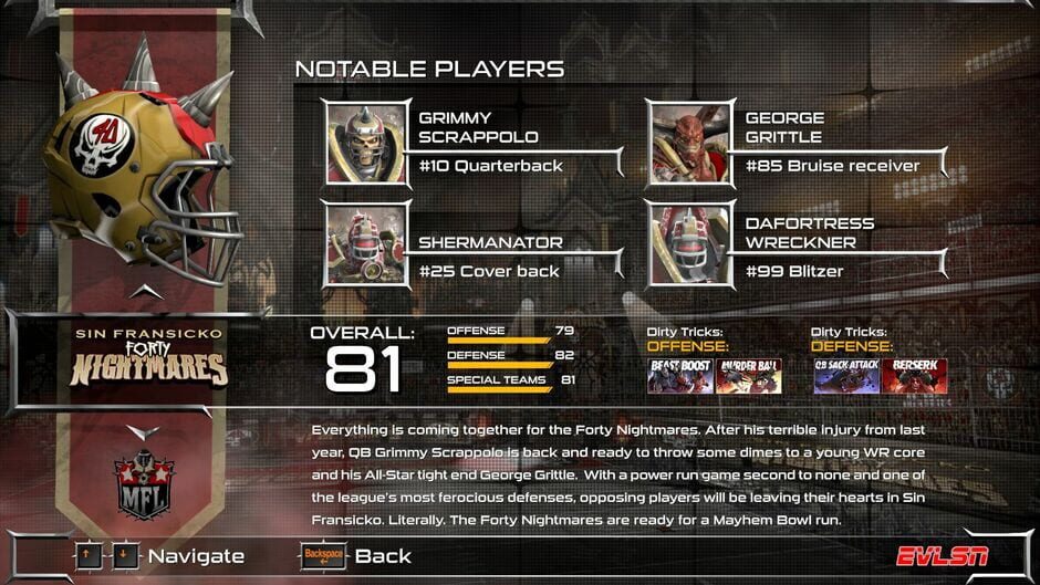 Mutant Football League: Sin Fransicko Forty Nightmares Screenshot