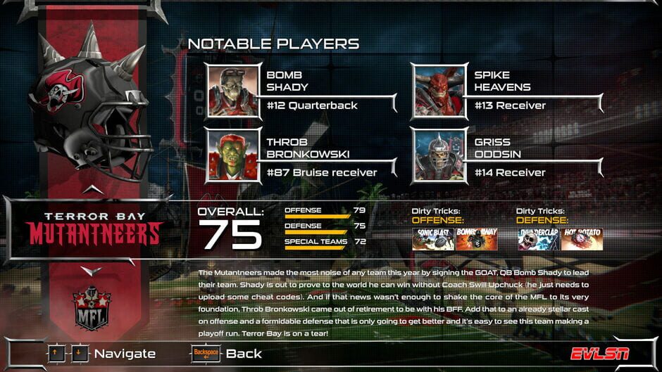 Mutant Football League: Terror Bay Mutantneers Screenshot