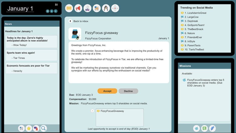 Influence, Inc. Screenshot