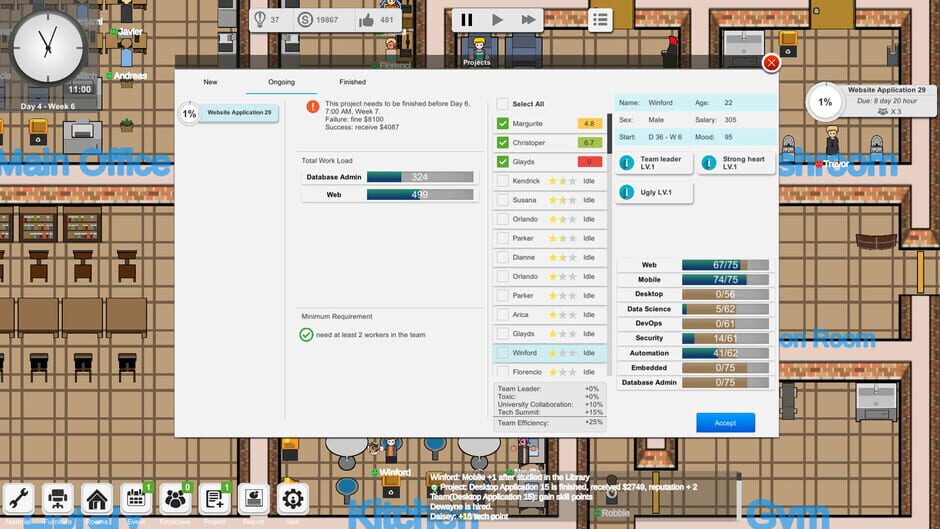 สกรีนช็อตจาก Outsourcing: IT company simulator (รูปที่ 6)