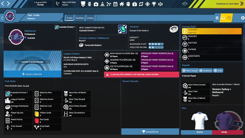 Rugby Union Team Manager 3 Screenshot