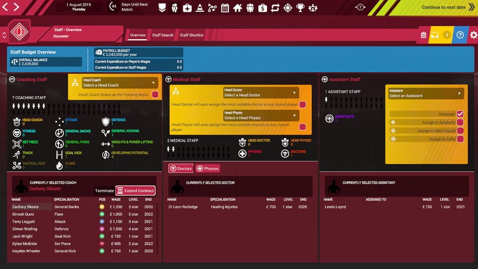 Rugby Union Team Manager 3 Screenshot