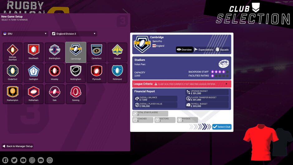 Rugby Union Team Manager 3 Screenshot