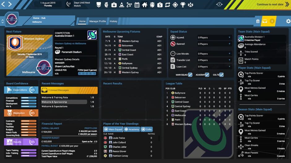 Rugby Union Team Manager 3 Screenshot