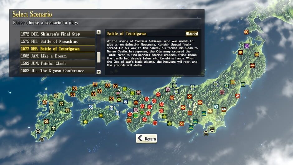 สกรีนช็อตจาก Nobunaga's Ambition: Sphere of Influence - Scenario 7: Battle of Tetorigawa (รูปที่ 4)
