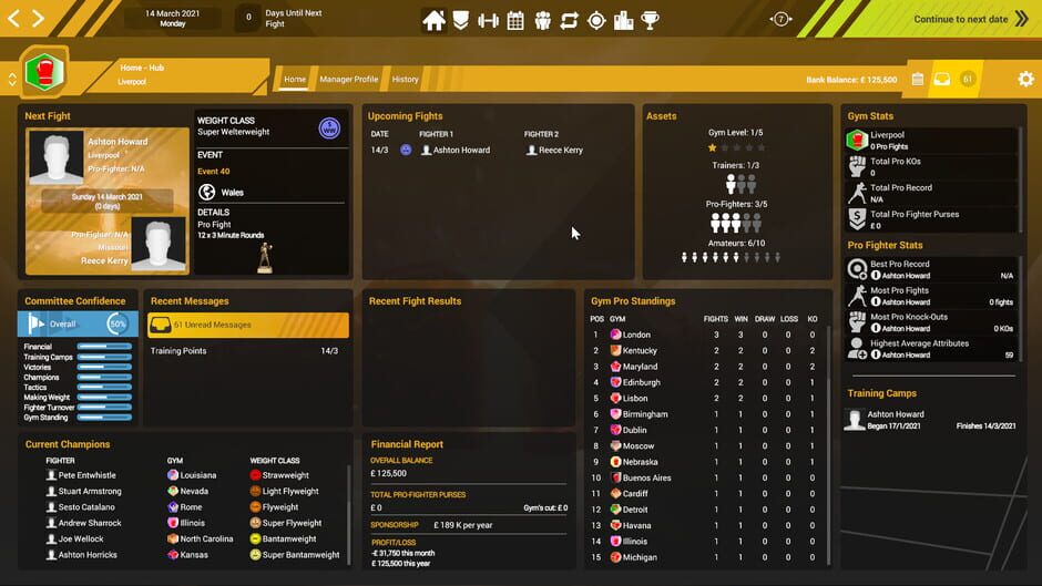 Boxing Club Manager Screenshot