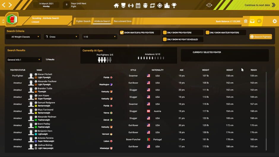 Boxing Club Manager Screenshot