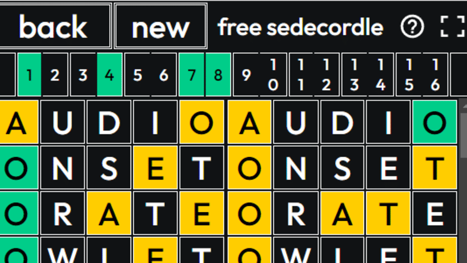 Sedecordle Screenshot