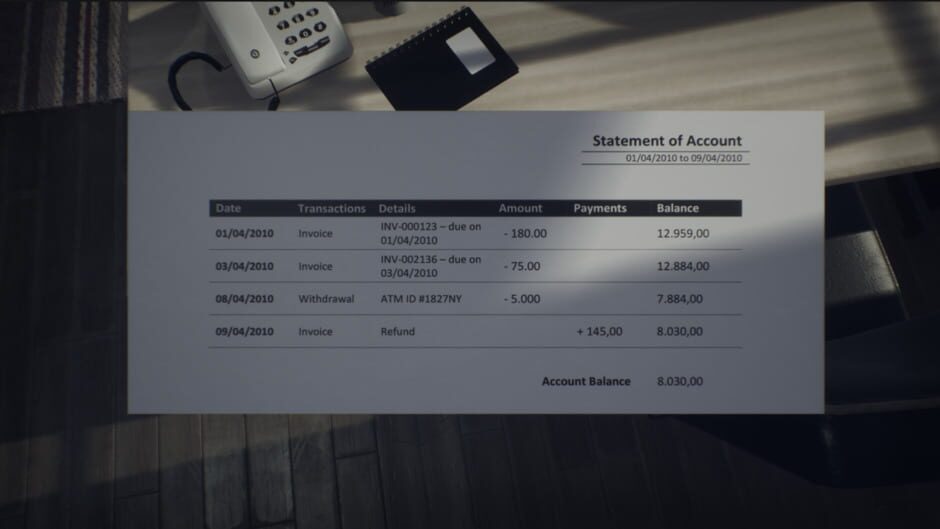 The Evidence screenshot
