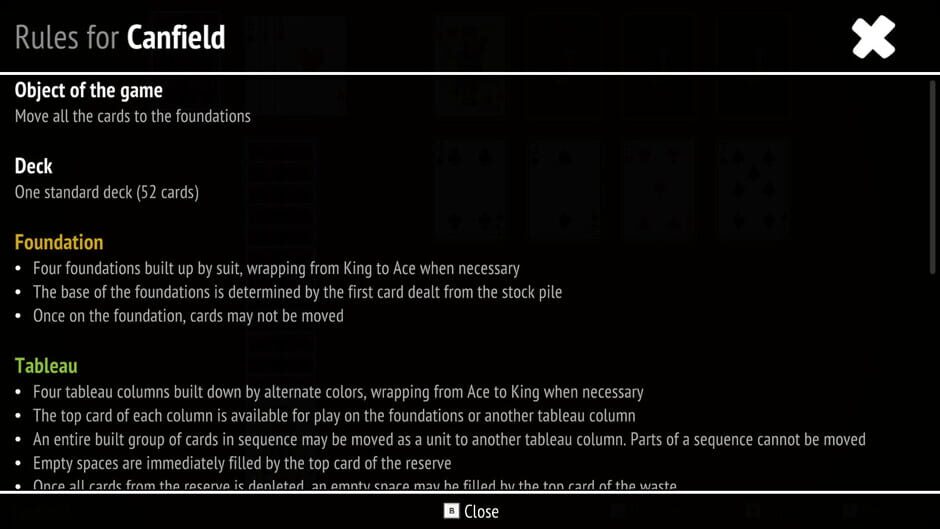Canfield Solitaire Collection Screenshot