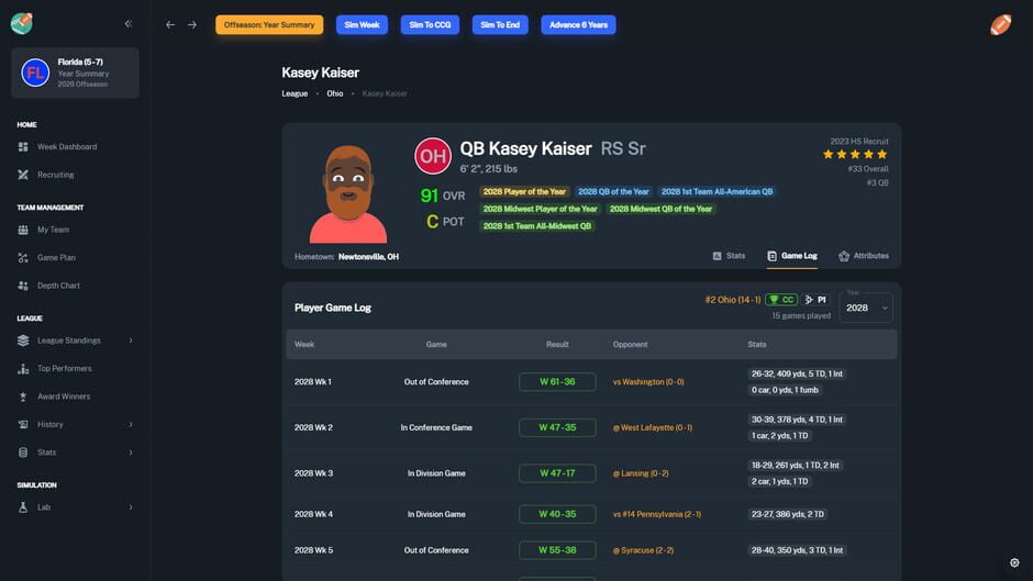 Football Coach: College Dynasty Screenshot