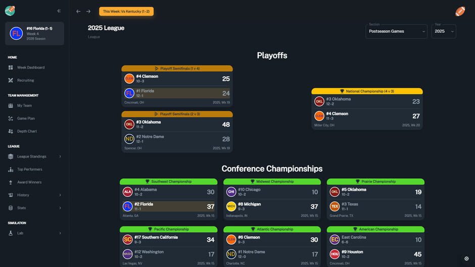 Football Coach: College Dynasty Screenshot