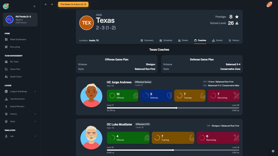Football Coach: College Dynasty Screenshot