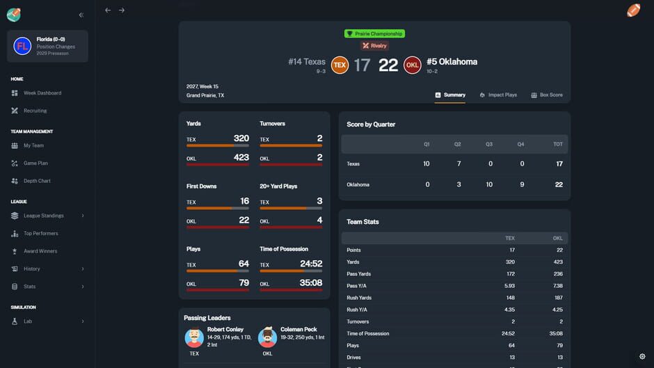 Football Coach: College Dynasty Screenshot