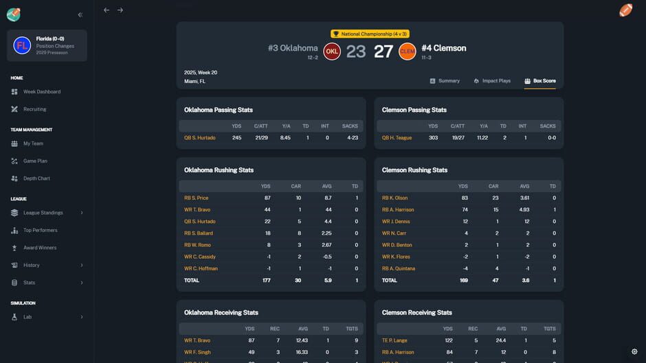 Football Coach: College Dynasty Screenshot