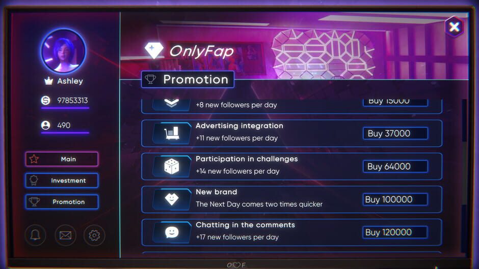 สกรีนช็อตจาก OnlyFap Simulator 3 (รูปที่ 3)