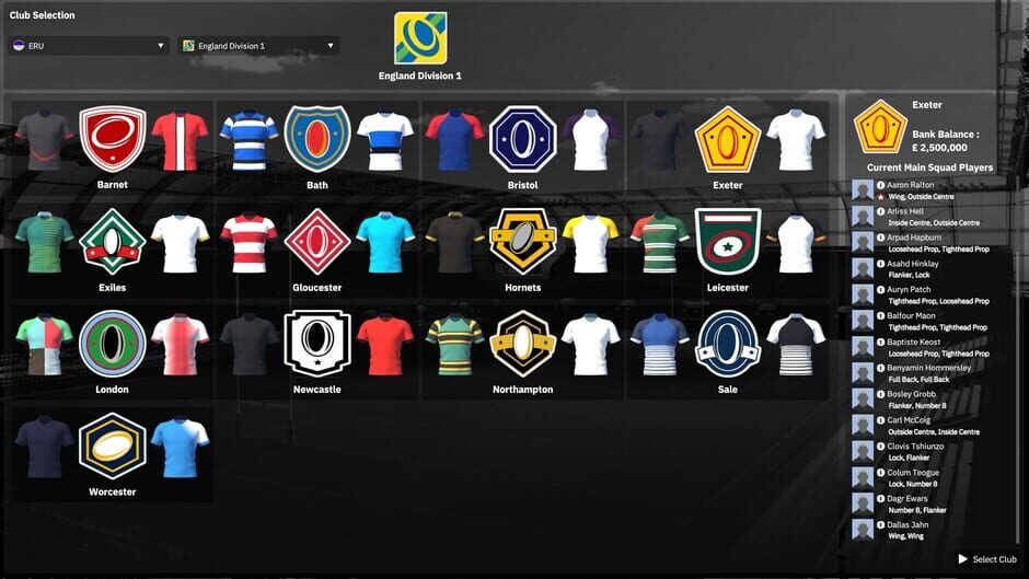 Rugby Union Team Manager 4 Screenshot