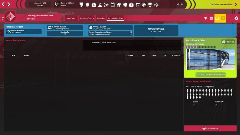 Rugby Union Team Manager 4 Screenshot