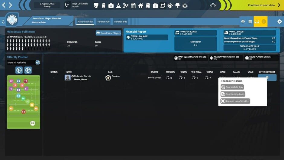 Rugby Union Team Manager 4 Screenshot