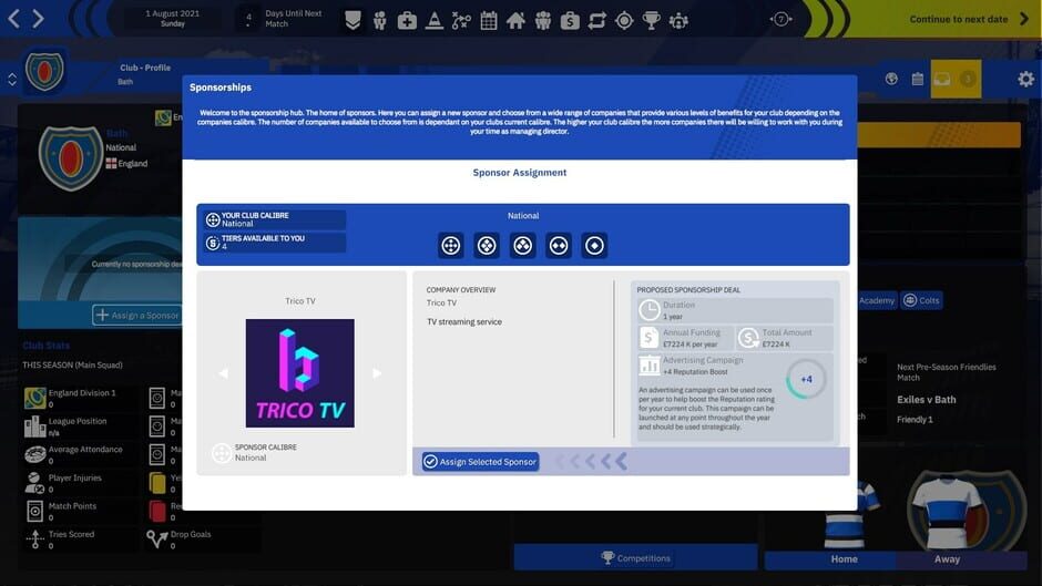 Rugby Union Team Manager 4 Screenshot