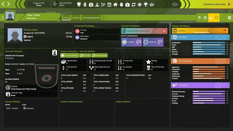 Rugby Union Team Manager 4 Screenshot