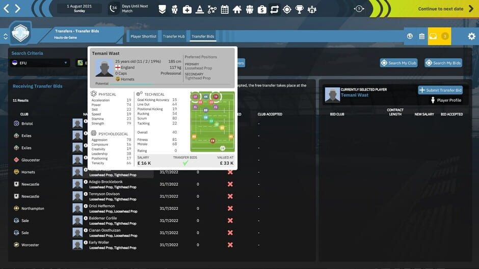 Rugby Union Team Manager 4 Screenshot