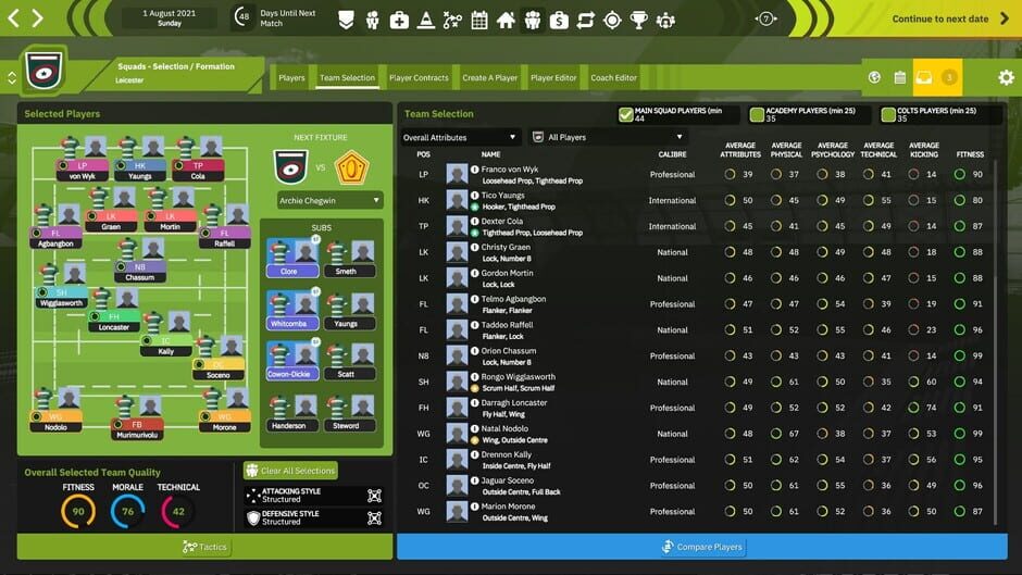 Rugby Union Team Manager 4 Screenshot